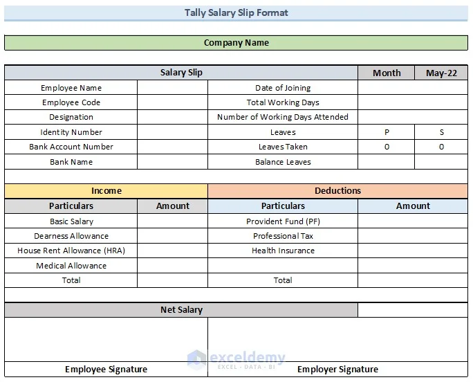 tally salary slip format